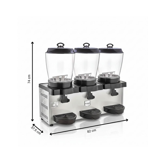 Remta ST38 Royal Mini Üçlü Şerbet ve Ayran Soğutucu 11+11+11 Litre - Gri