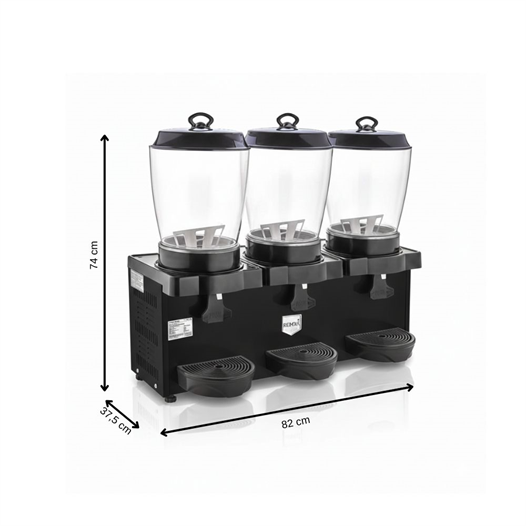 Remta ST38 Royal Mini Üçlü Şerbet ve Ayran Soğutucu 11+11+11 Litre - Siyah