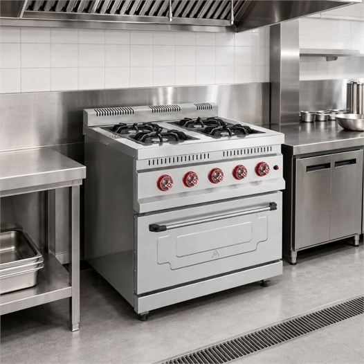 Silverinox Doğalgazlı 4 Ocak 1 Fırın Kapasiteli Kuzine 100x100 Cm