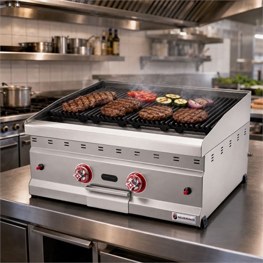Silverinox Doğalgazlı Set Üstü Lavtaşlı Izgara 70 Cm