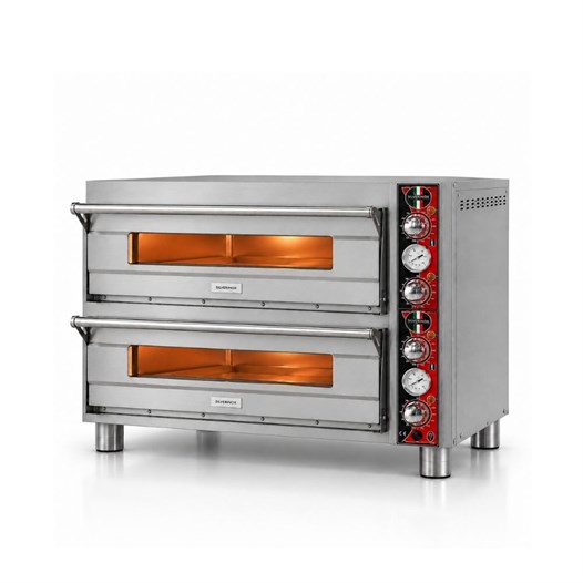 Silverinox Elektrikli Çift Kat 30 Cm 4+4 Pizza Kapasiteli Pizza Fırını 380V
