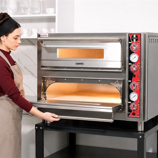 Silverinox Elektrikli Çift Kat 30 Cm 4+4 Pizza Kapasiteli Pizza Fırını 380V