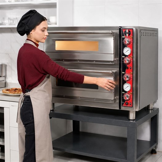 Silverinox Elektrikli Çift Kat 30 Cm 4+4 Pizza Kapasiteli Pizza Fırını 380V