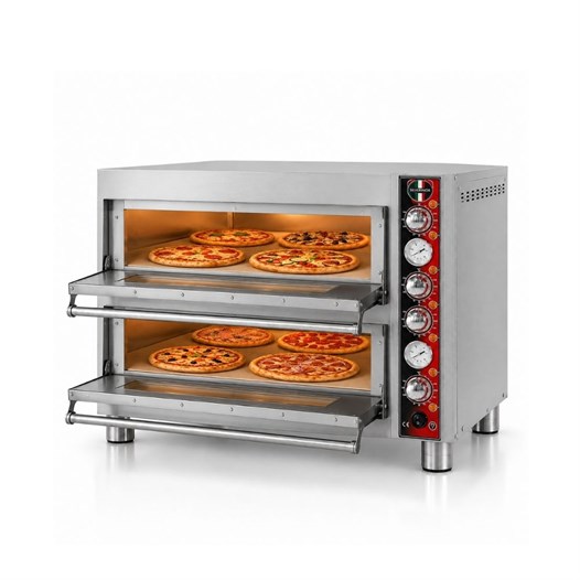Silverinox Elektrikli Çift Kat 30 Cm 4+4 Pizza Kapasiteli Pizza Fırını 380V