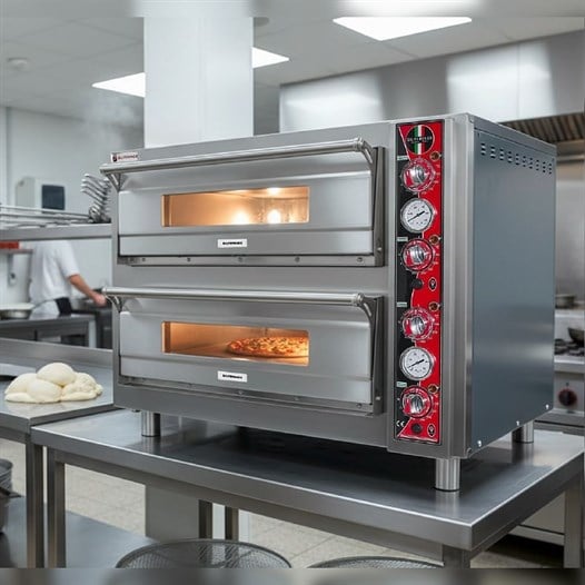 Silverinox Elektrikli Çift Kat 30 Cm 6+6 Pizza Kapasiteli Pizza Fırını 380V