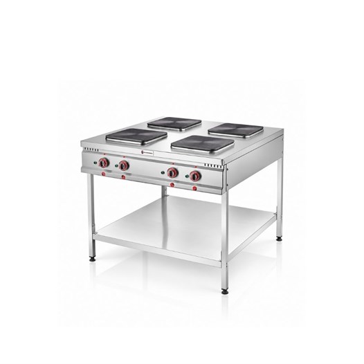 Silverinox Elektrikli Taban Raflı 100x100 Cm 4 Gözlü Ocak 380V