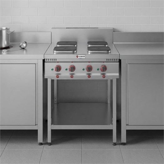 Silverinox Elektrikli Taban Raflı 80x80 Cm 4 Gözlü Ocak 380V
