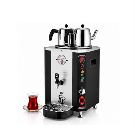 Silverinox Jumbo Şamandıralı 23 Litre 2 Demlikli Çay Makinesi - Siyah
