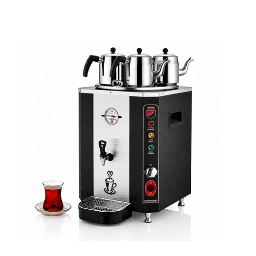 Silverinox Jumbo Şamandıralı 36 Litre 3 Demlikli Çay Makinesi - Siyah