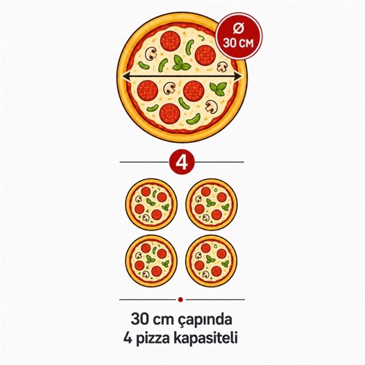 Silverinox Tüplü 30 Cm 4 Pizza Kapasiteli Pizza Fırını