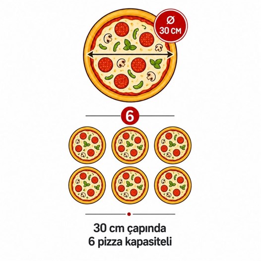 Silverinox Tüplü 30 Cm 6 Pizza Kapasiteli Pizza Fırını
