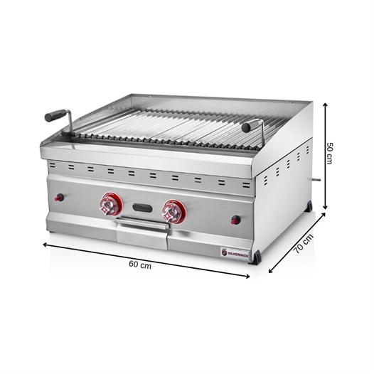 Silverinox Tüplü Set Üstü Amerikan Lavtaşlı Izgara 70 Cm