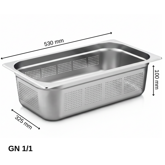 ÜRET Delikli Gastronom Küvet GN 1/1 100 mm 14 lt