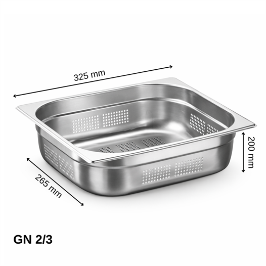 ÜRET Delikli Gastronom Küvet GN 2/3 200 mm 18 lt