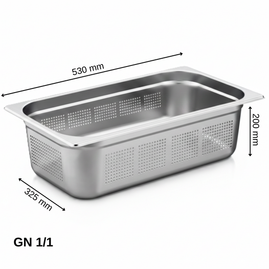 ÜRET Delikli Gastronom Küvet GN 1/1 200 mm 28 lt