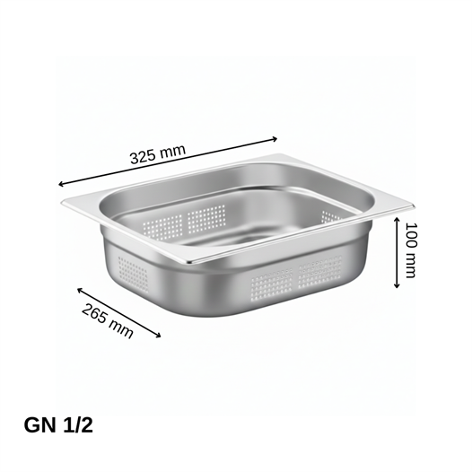 ÜRET Delikli Gastronom Küvet GN 1/2 100 mm 6,5 lt