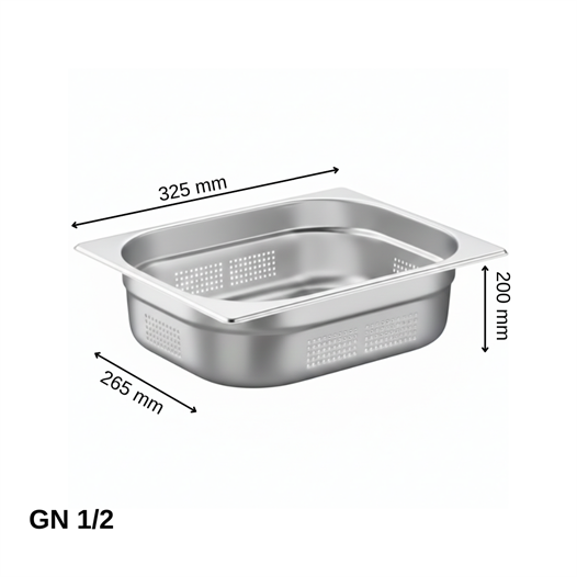ÜRET Delikli Gastronom Küvet GN 1/2 200 mm 12,5 lt
