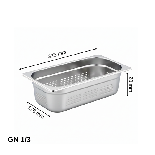 ÜRET Delikli Gastronom Küvet GN 1/3 20 mm 0,75 lt