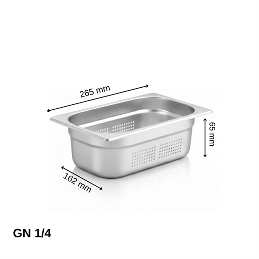 ÜRET Delikli Gastronom Küvet GN 1/4 65 mm 1,8 lt