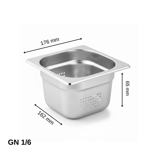 ÜRET Delikli Gastronom Küvet GN 1/6 65 mm 0,1 lt