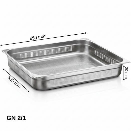 ÜRET Delikli Gastronom Küvet GN 2/1 20 mm 5 lt 