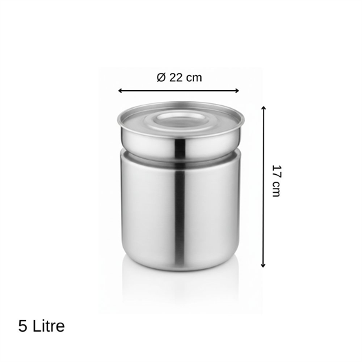 ÜRET Endüstriyel Çorbalık Kapaklı Kovan 5 Litre (22 x 17 cm)