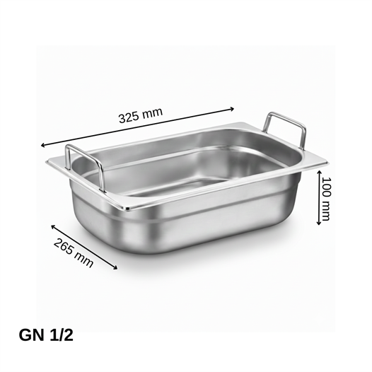 ÜRET Saplı Gastronom Küvet GN 1/2 100 mm 6.5 lt