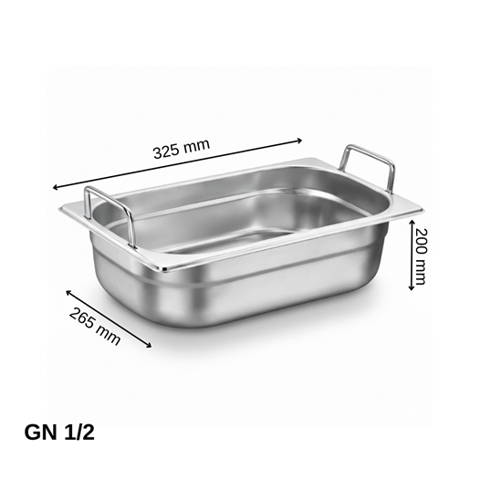 ÜRET Saplı Gastronom Küvet GN 1/2 200 mm 12.5 lt