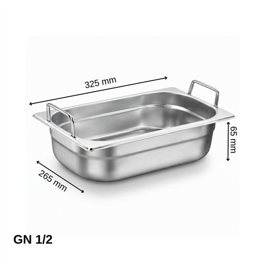 ÜRET Saplı Gastronom Küvet GN 1/2 65 mm 4 lt