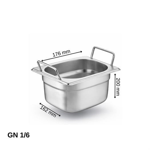 ÜRET Saplı Gastronom Küvet GN 1/6 200 mm 3.4 lt