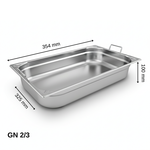 ÜRET Saplı Gastronom Küvet GN 2/3 100 mm 9 lt