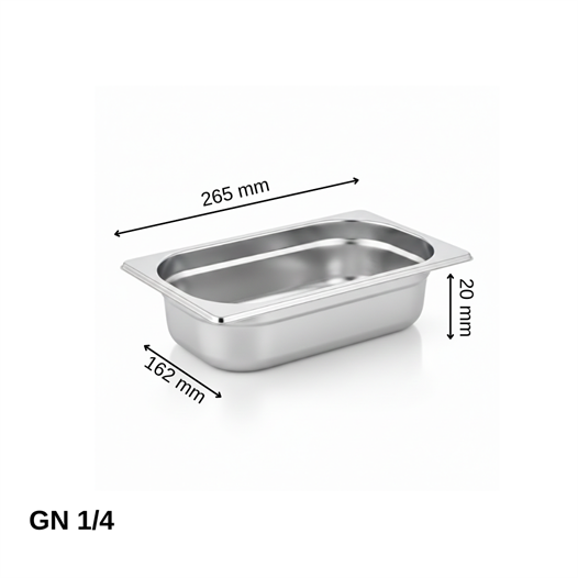 ÜRET Standart Gastronom Küvet GN 1/4 20 mm 0,5 lt