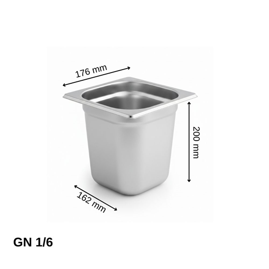 ÜRET Standart Gastronom Küvet GN 1/6 200 mm 3,4 lt