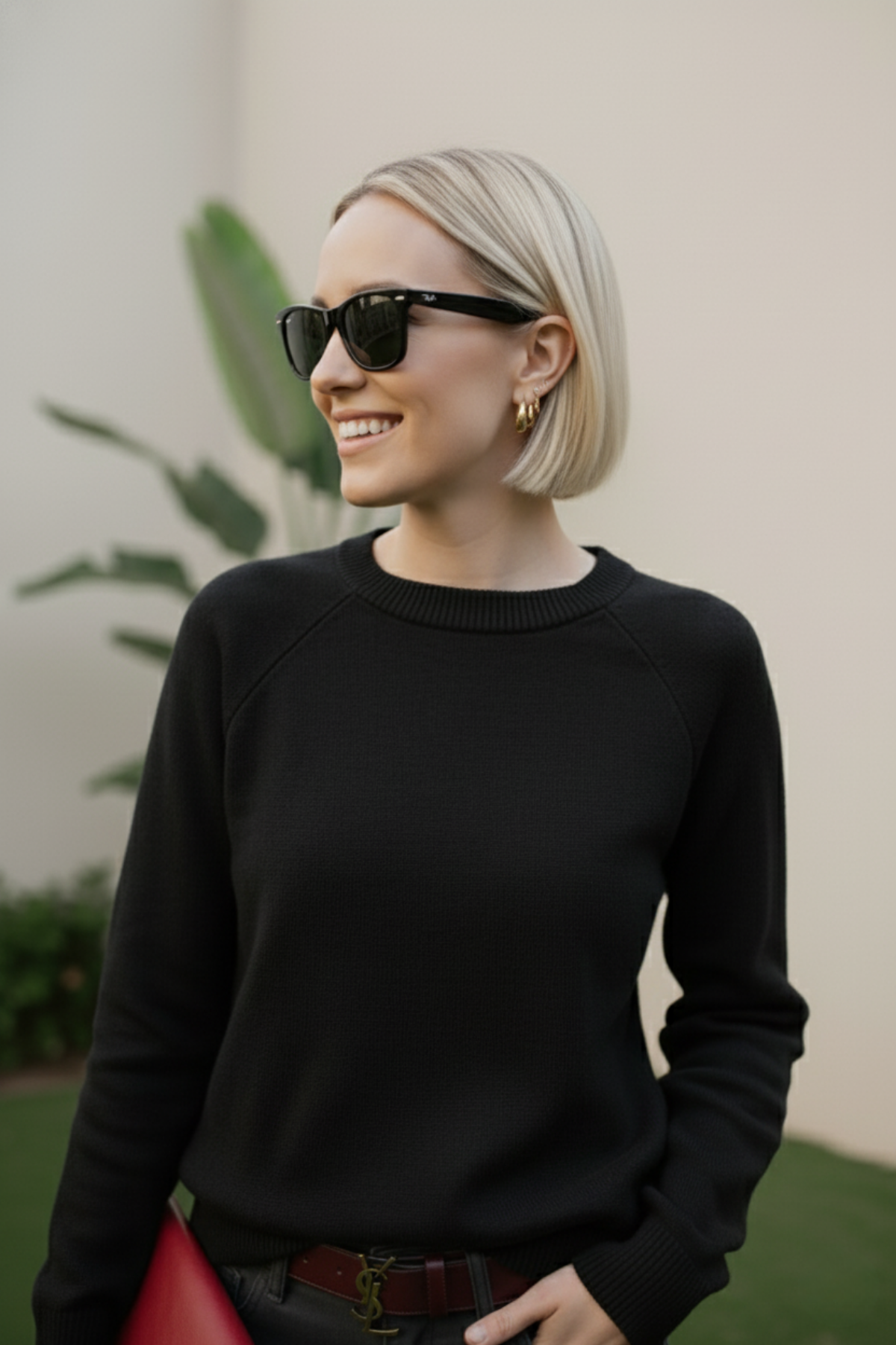 Bisiklet Yaka Basic Kısa Bel Detaylı Triko Kazak