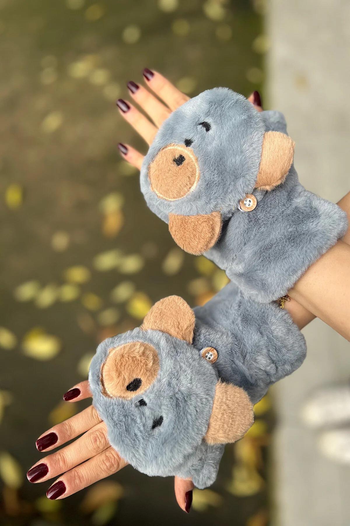 Ratatuy İçi Polar Düğme Detaylı Polar Eldiven