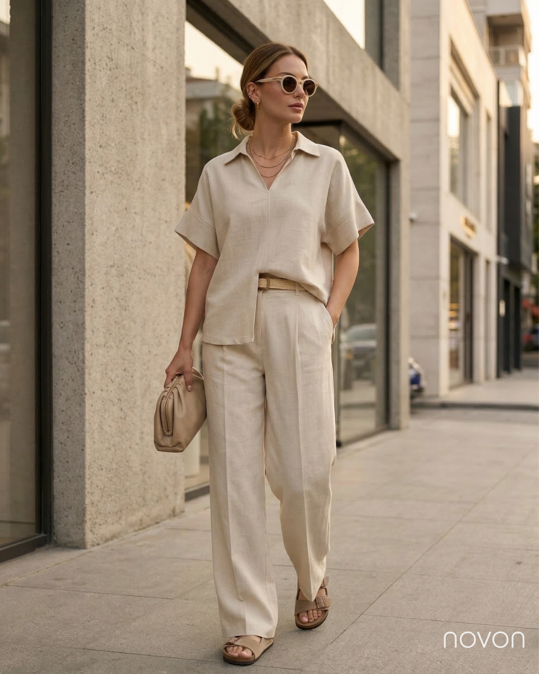 Thurley Pure Mist Natural Kumaş Palazzo Pantolon