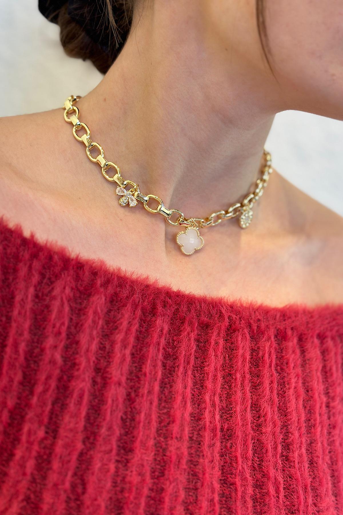 Premium Design VC Charm Sallantılı Altın Kaplama Kolye