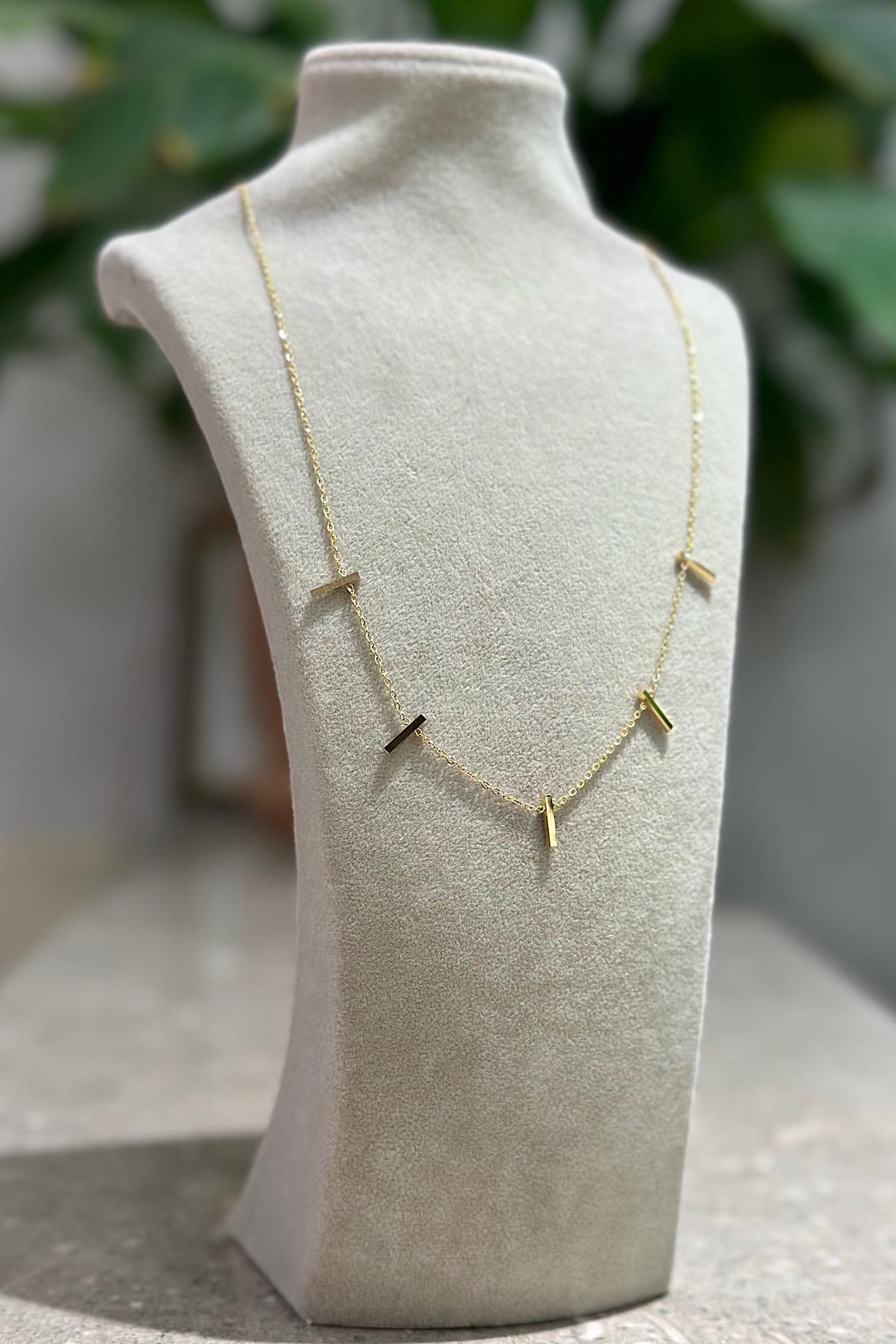 Minimalist Line Design Premium Zarif Çelik Kolye