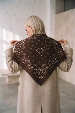 Kujten Tasarım Wool Feeling Kare Şal / Omuz Şalı / Bandana ( 90 x 90 cm.)