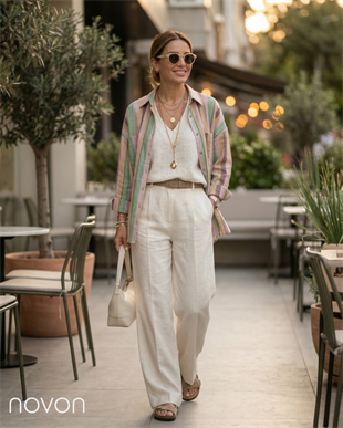 Bahama Design Renkli Çizgi Detaylı Oversize Premıum Gömlek