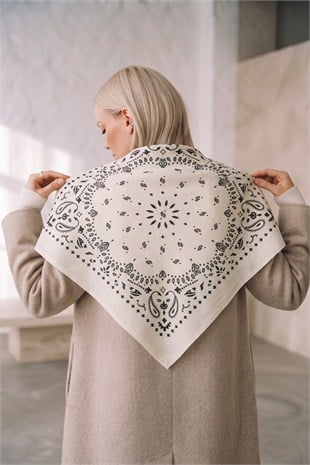 Kujten Tasarım Wool Feeling Kare Şal / Omuz Şalı / Bandana ( 90 x 90 cm.)