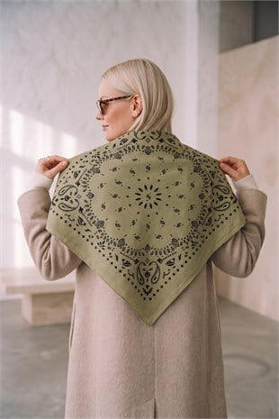 Kujten Tasarım Wool Feeling Kare Şal / Omuz Şalı / Bandana ( 90 x 90 cm.)