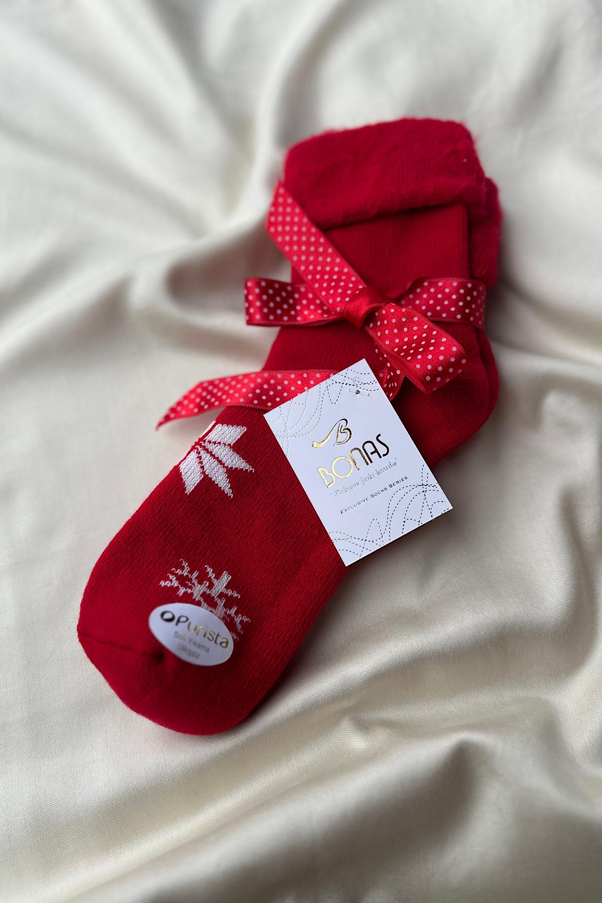 Kar Tanesi Detaylı İçi Polarlı Premium Çorap