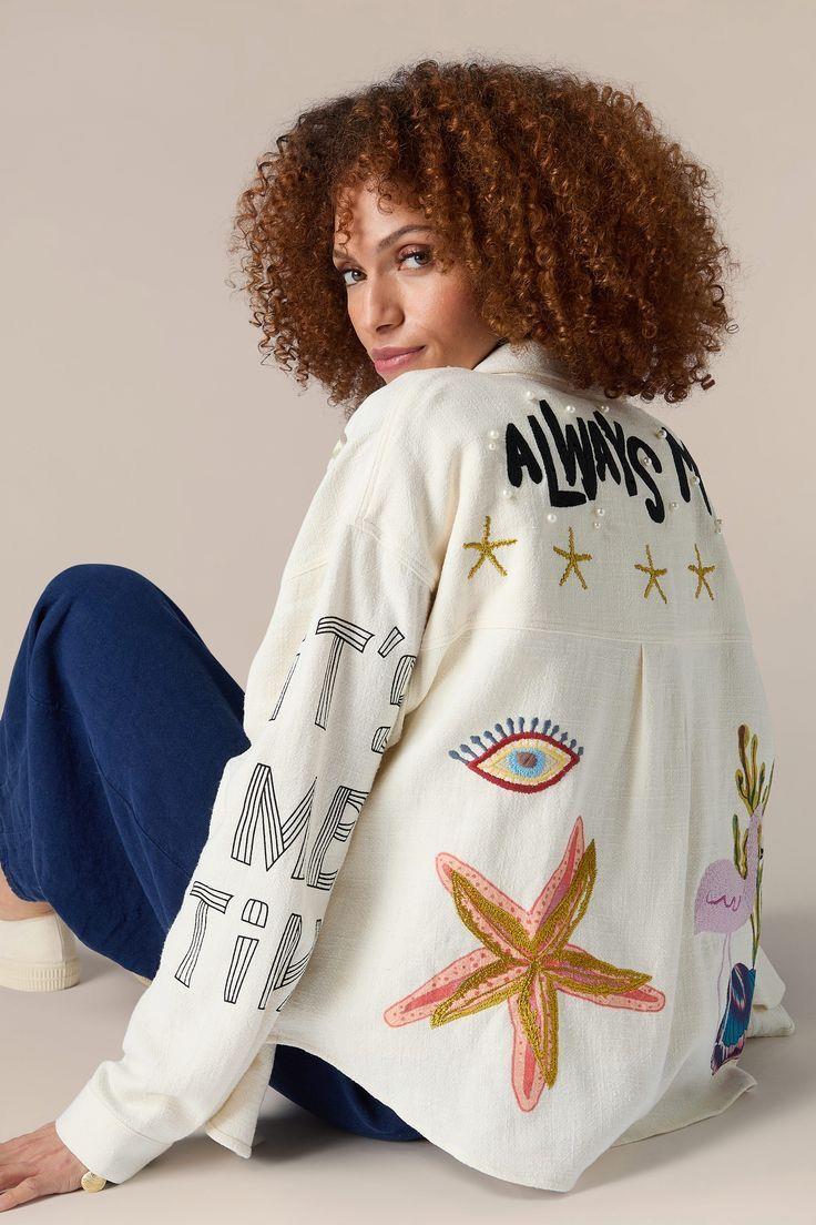 Summer Time Nakış Detaylı Premium Keten Gömlek