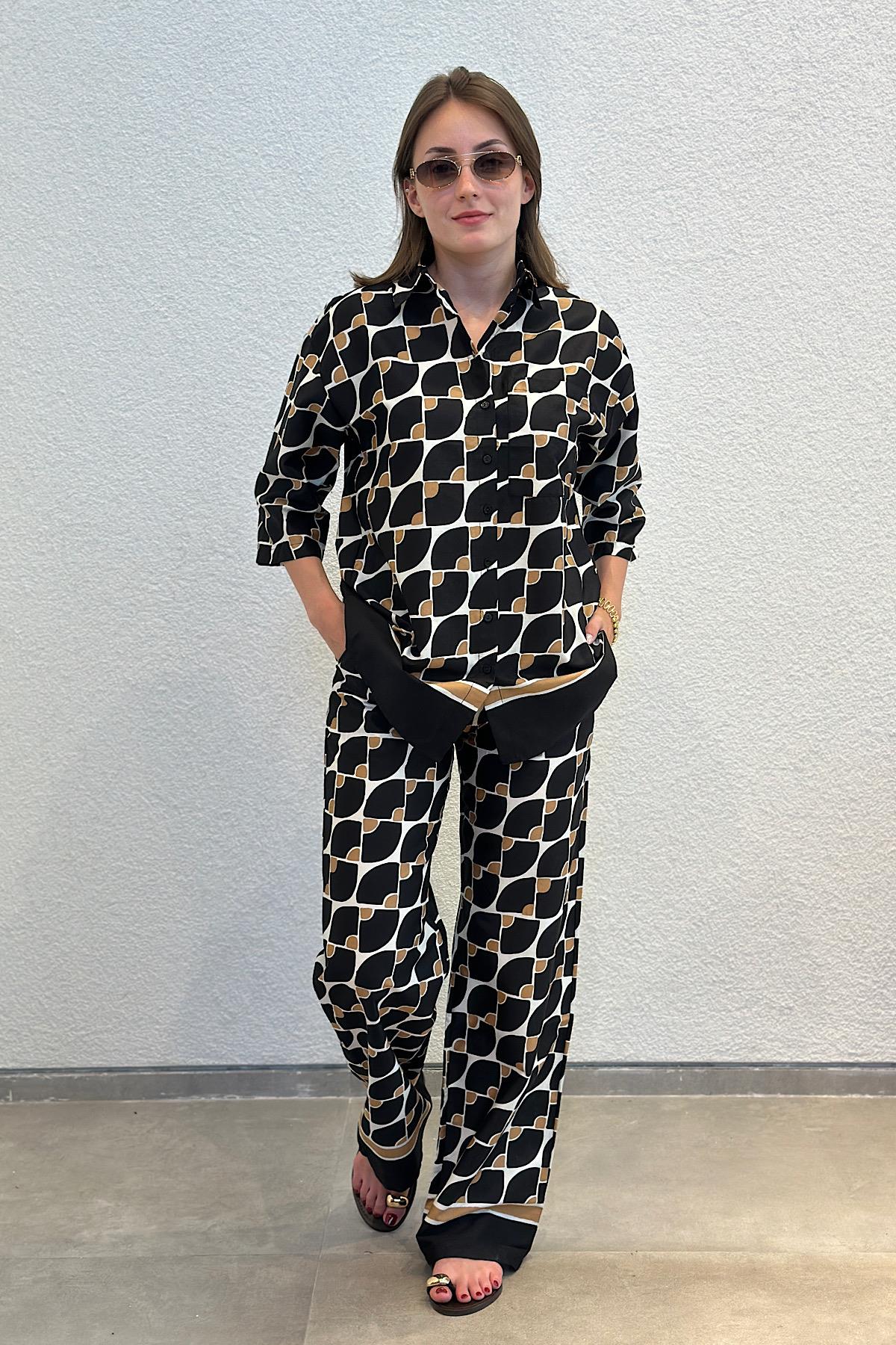 Milano Italy 100% Pamuk Soyut Desenli Pantolon