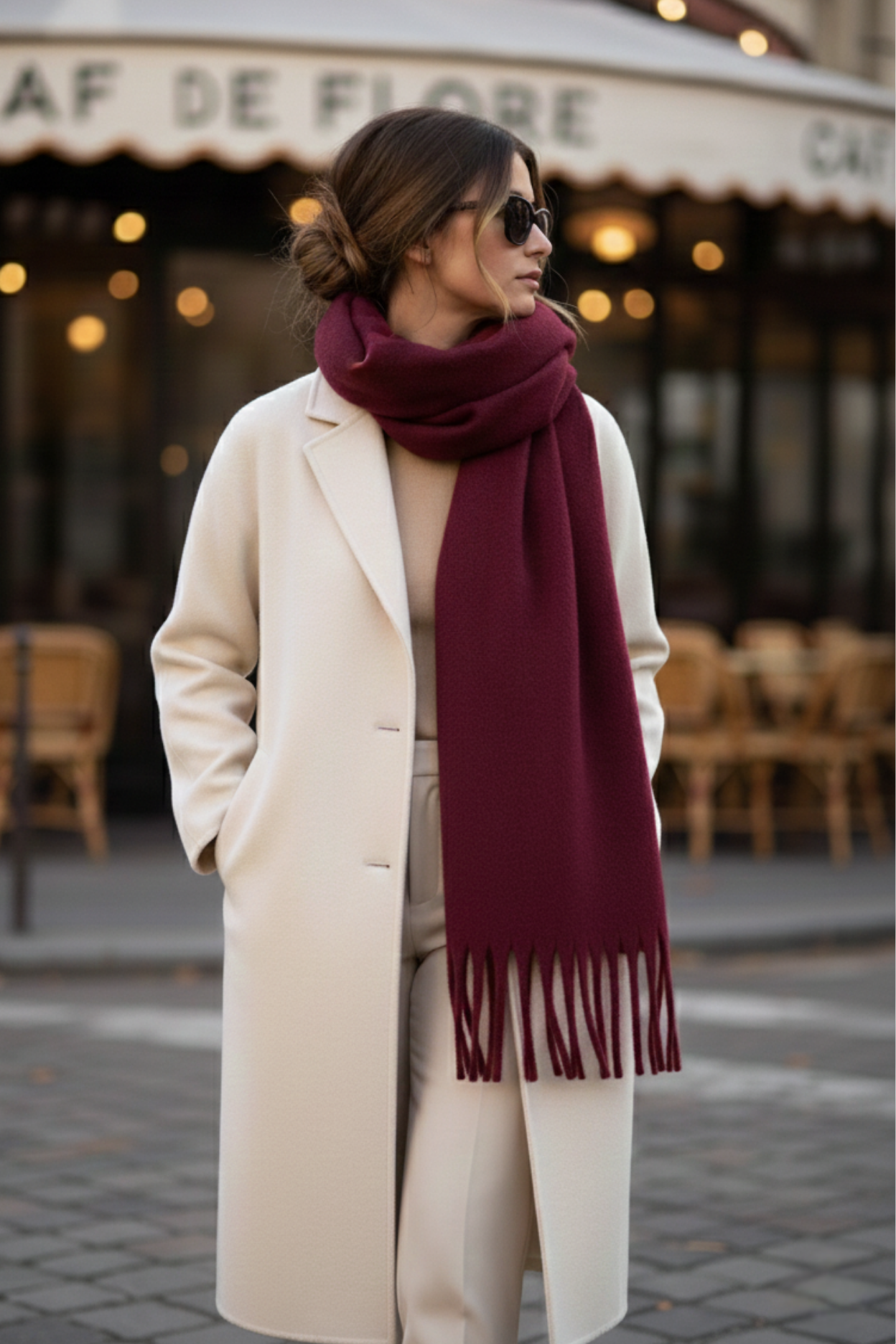 Klein Soft Touch Püskül Detaylı Yün Dokulu Premium Saçaklı Atkı