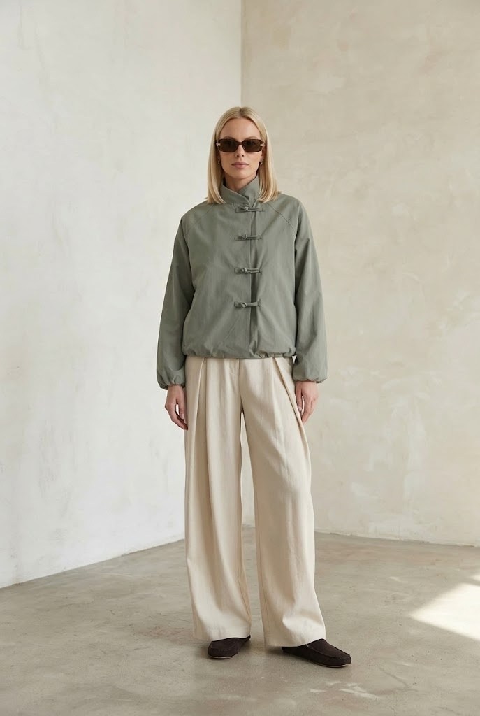 Geisha Tie-Up Bomber Oversize Ceket
