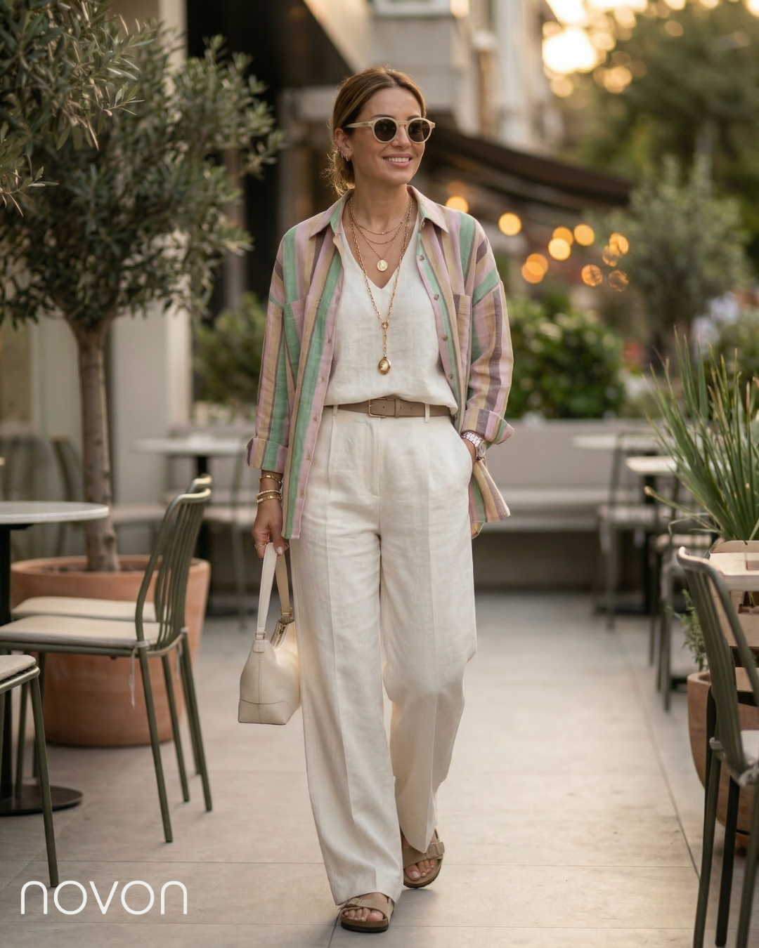 Bahama Design Renkli Çizgi Detaylı Oversize Premıum Gömlek