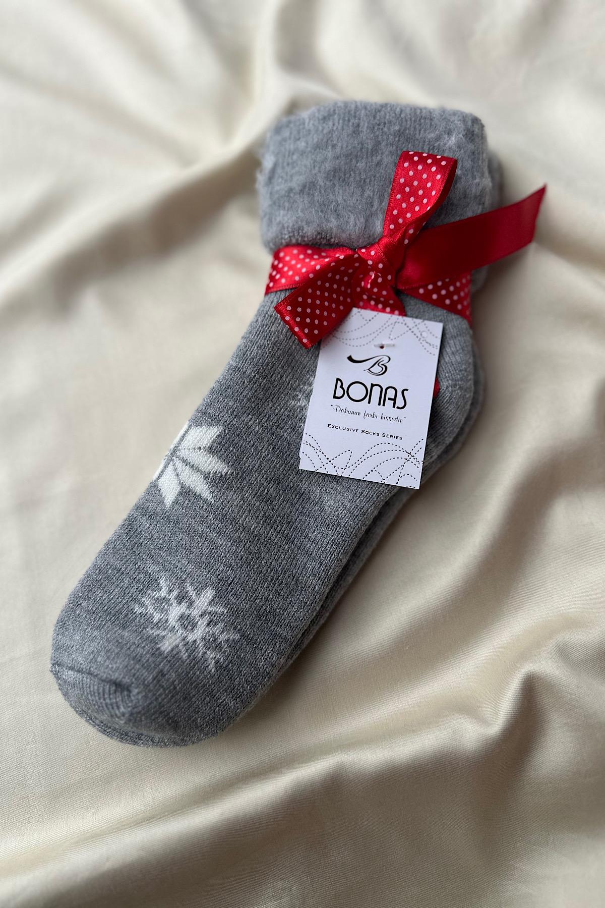 Kar Tanesi Detaylı İçi Polarlı Premium Çorap