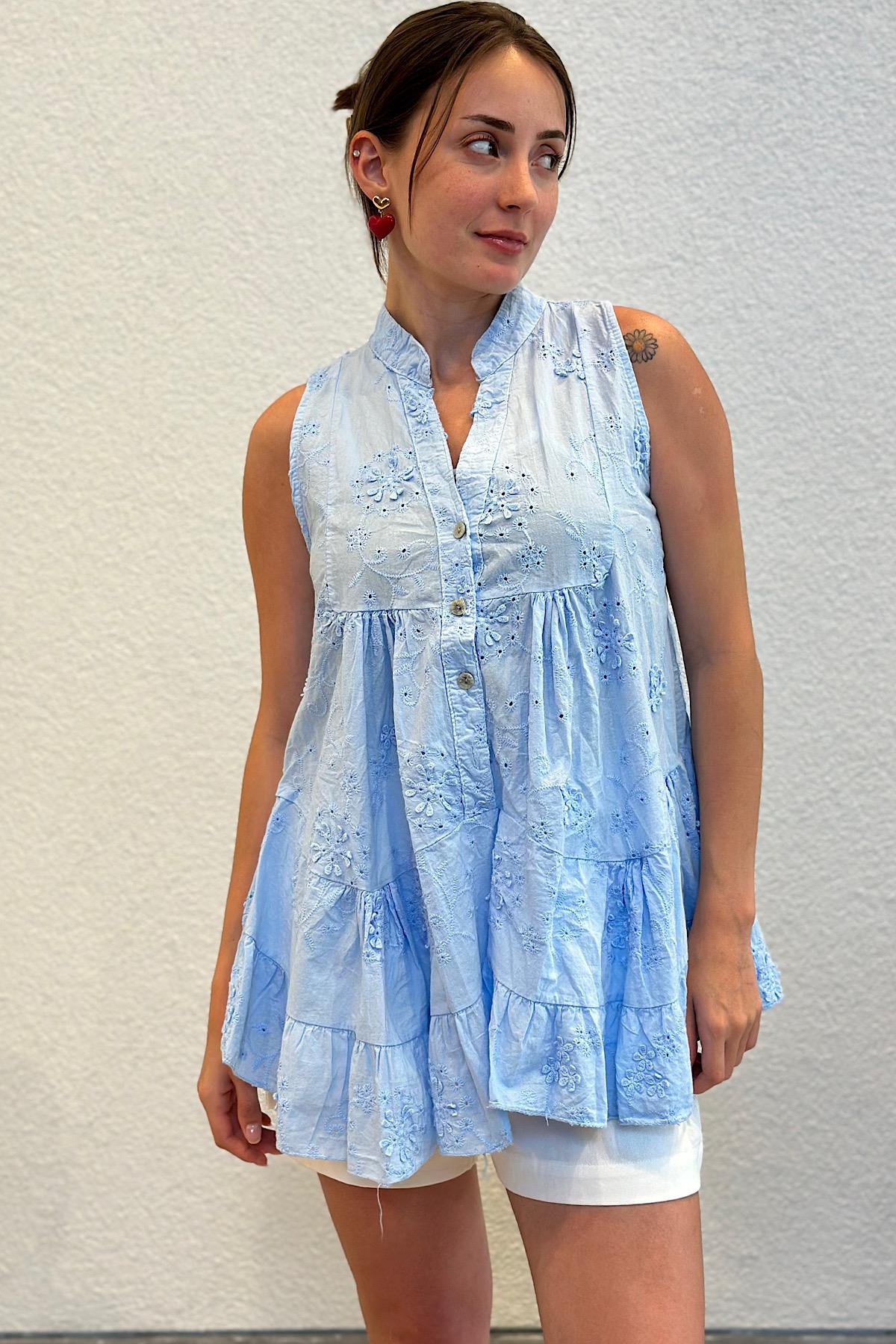 İtalyan Fisto Detaylı Mini Tunik Elbise